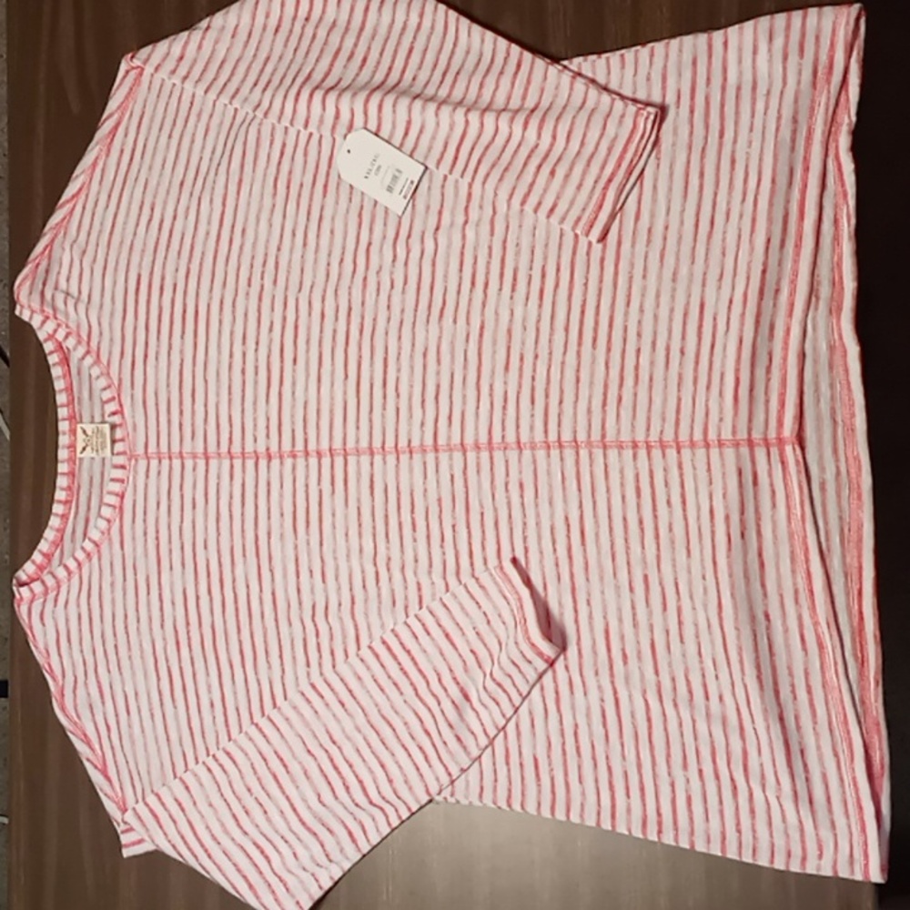 Faded Glory Long Sleeve Hacci Stripe Top "Melon" XXL (20) NWT